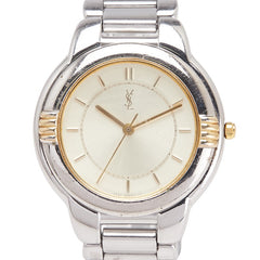 サンローラン 腕時計 6031-G11246 クオーツ ベージュ文字盤 ステンレススチール メッキ レディース SAINT LAURENT 【中古】