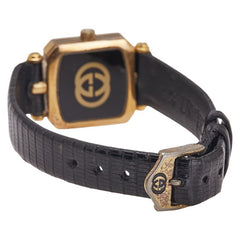 グッチ 腕時計 ベルト社外品 クオーツ ゴールド文字盤 ステンレススチール レザー レディース GUCCI 【中古】