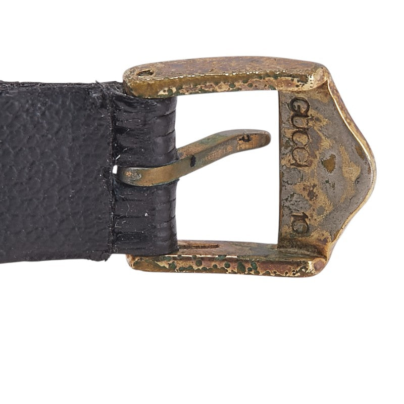 グッチ ベルト（社外品） 腕時計 クオーツ ゴールド文字盤 ステンレススチール レザー レディース GUCCI 【中古】
