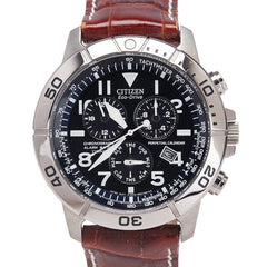 シチズン エコドライブ 腕時計 BL5250-02L ソーラー電波時計 ブラック文字盤 ステンレススチール レザー メンズ CITIZEN 【中古】