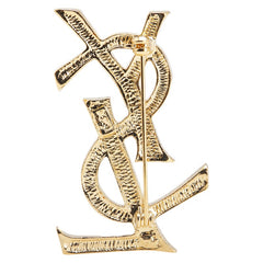サンローラン YSLロゴ ラインストーン ブローチ ゴールド メッキ レディース SAINT LAURENT 【中古】