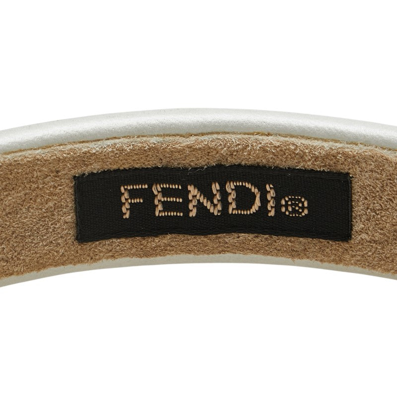 フェンディ カチューシャ ヘアバンド ヘアアクセサリー ホワイト レザー レディース FENDI 【中古】
