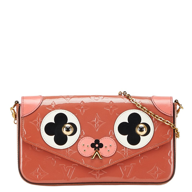 ルイ ヴィトン モノグラム ヴェルニ ポシェット フェリーチェ ドッグ 犬 チェーンウォレット ポシェット M62767 ローズピンク パテントレザー レディース LOUIS VUITTON 【中古】