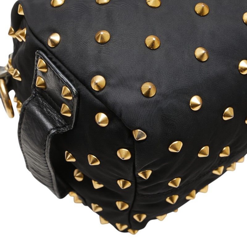 ジバンシー スタッズ ハンドバッグ ショルダーバッグ 2WAY ブラック ナイロン レザー レディース Givenchy 【中古】