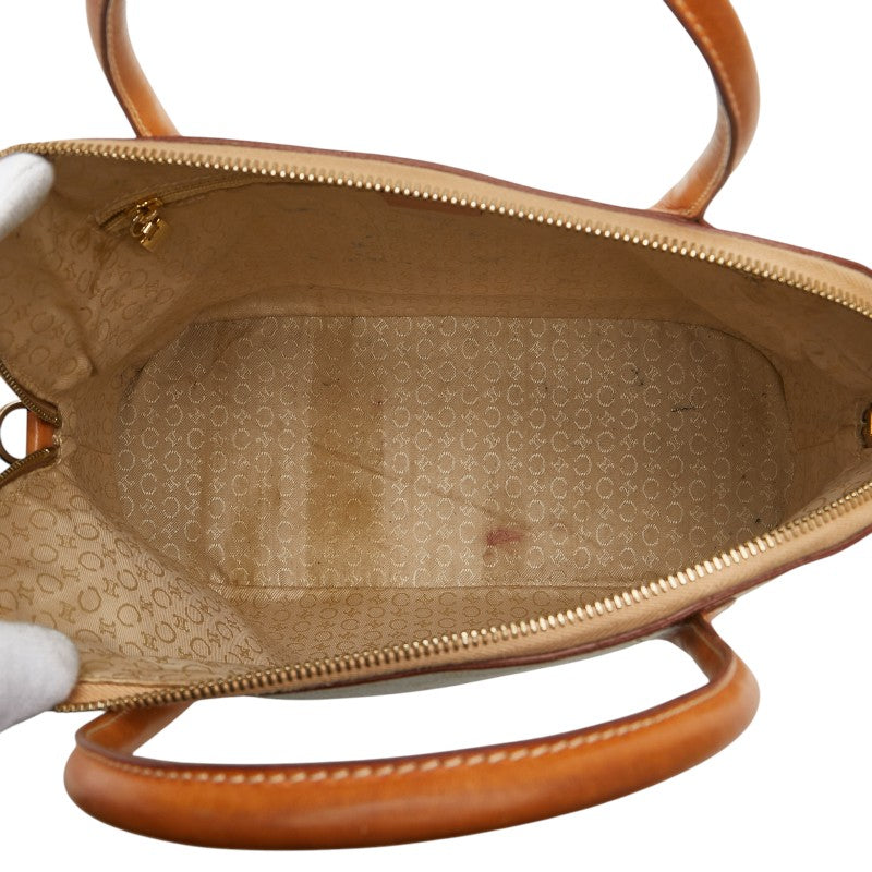 セリーヌ マカダム ショルダーバッグ ハンドバッグ 2WAY ホワイト ブラウン PVC レザー レディース CELINE 【中古】