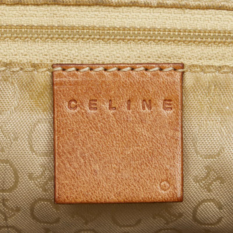 セリーヌ マカダム ショルダーバッグ ハンドバッグ 2WAY ホワイト ブラウン PVC レザー レディース CELINE 【中古】