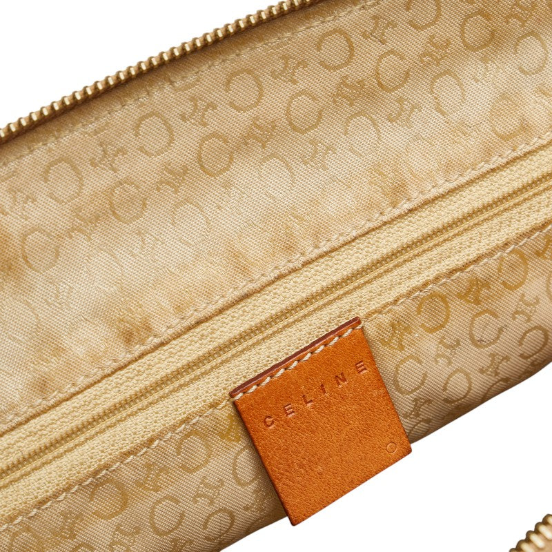 セリーヌ マカダム ショルダーバッグ ハンドバッグ 2WAY ホワイト ブラウン PVC レザー レディース CELINE 【中古】