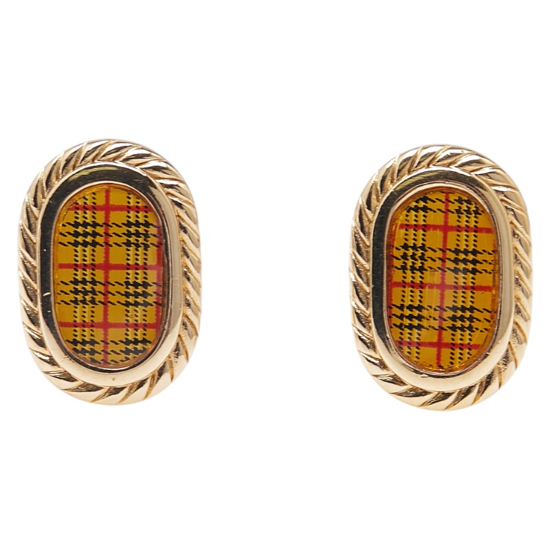 バーバリー チェック柄 イヤリング ゴールド マルチカラー メッキ レディース BURBERRY 【中古】