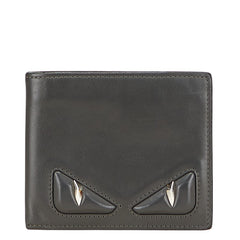 フェンディ バグズアイ 札入れ 二つ折り財布 7M0169 グレー レザー レディース FENDI 【中古】