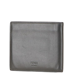 フェンディ バグズアイ 札入れ 二つ折り財布 7M0169 グレー レザー レディース FENDI 【中古】