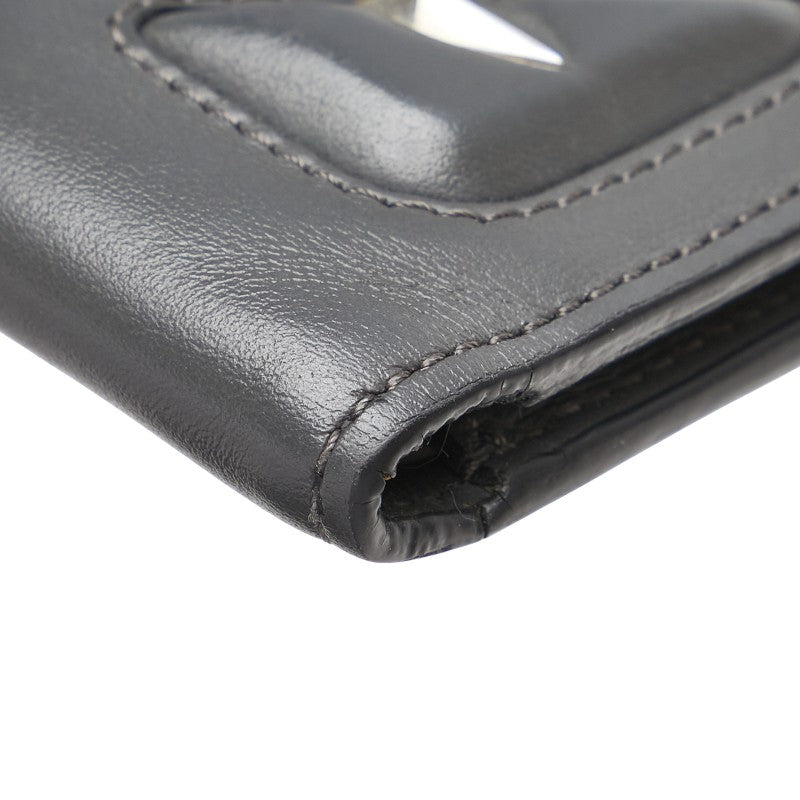 フェンディ バグズアイ 札入れ 二つ折り財布 7M0169 グレー レザー レディース FENDI 【中古】
