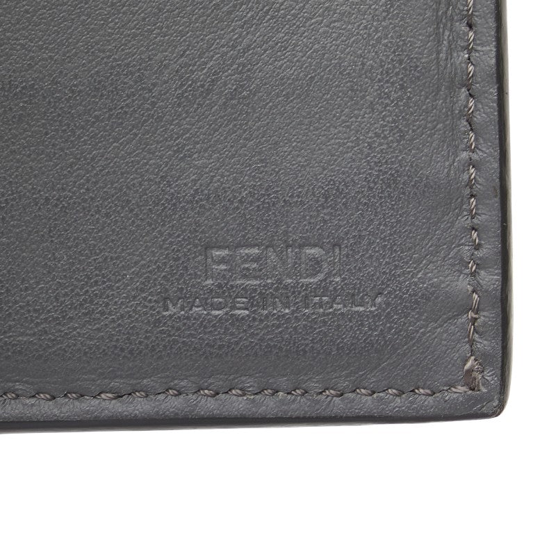 フェンディ バグズアイ 札入れ 二つ折り財布 7M0169 グレー レザー レディース FENDI 【中古】