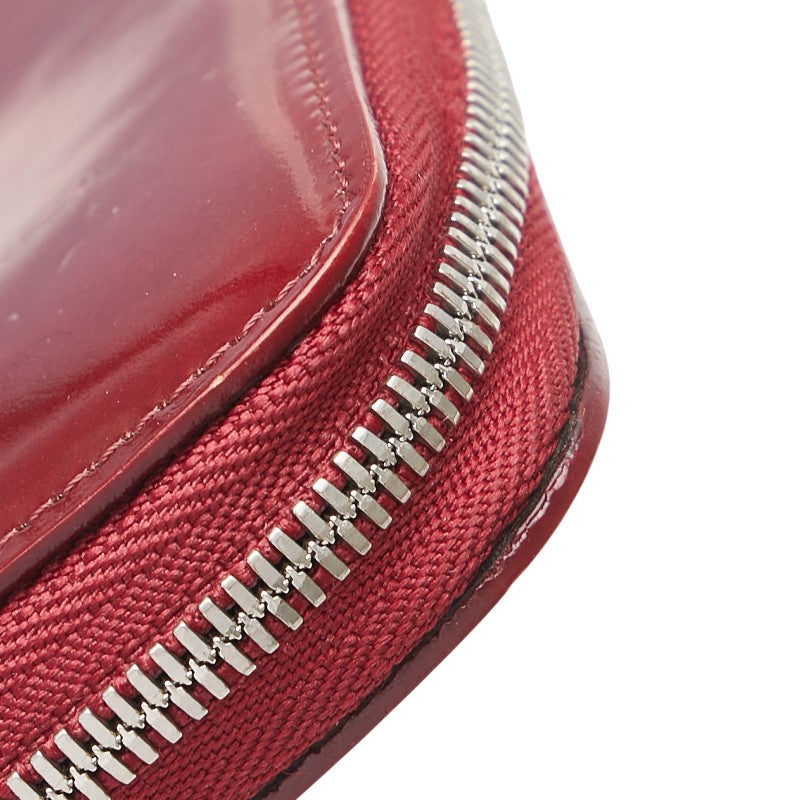 カルティエ ハッピーバースデー ラウンドファスナー 長財布 レッド エナメル レディース CARTIER 【中古】