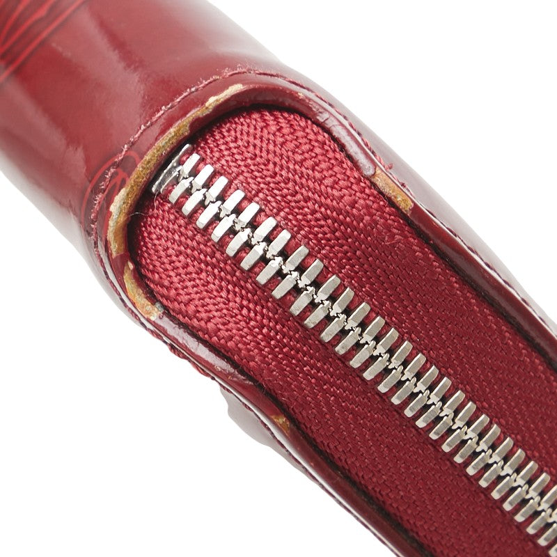 カルティエ ハッピーバースデー ラウンドファスナー 長財布 レッド エナメル レディース CARTIER 【中古】