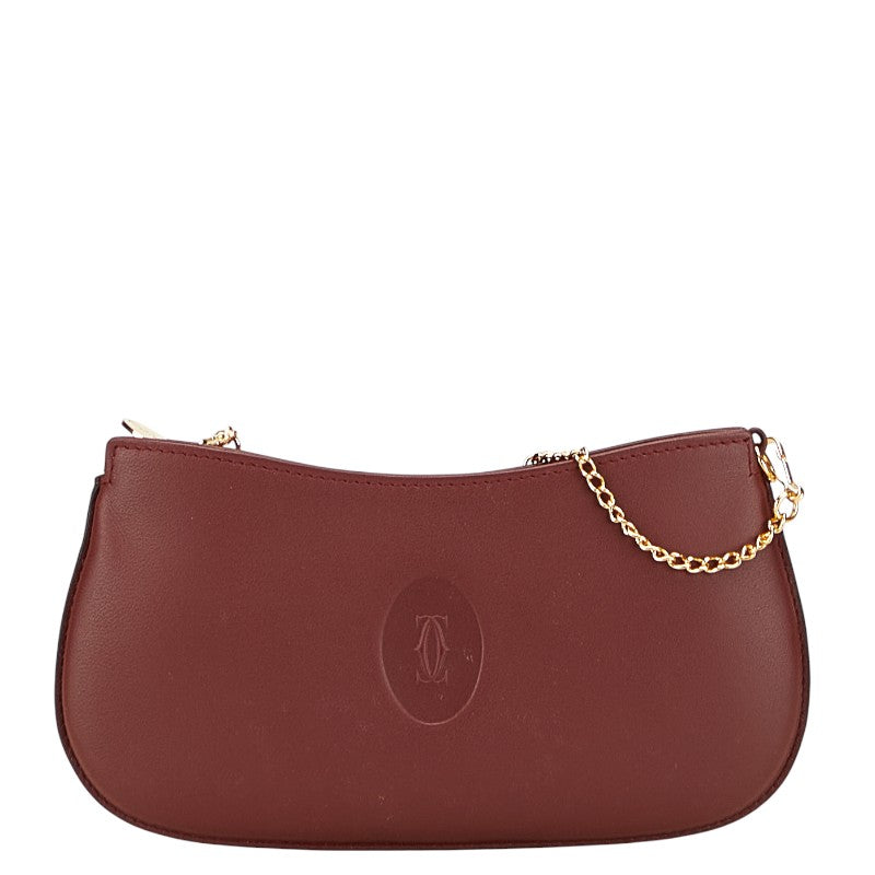 カルティエ ポーチ 小物入れ ワインレッド ボルドー レザー レディース CARTIER 【中古】