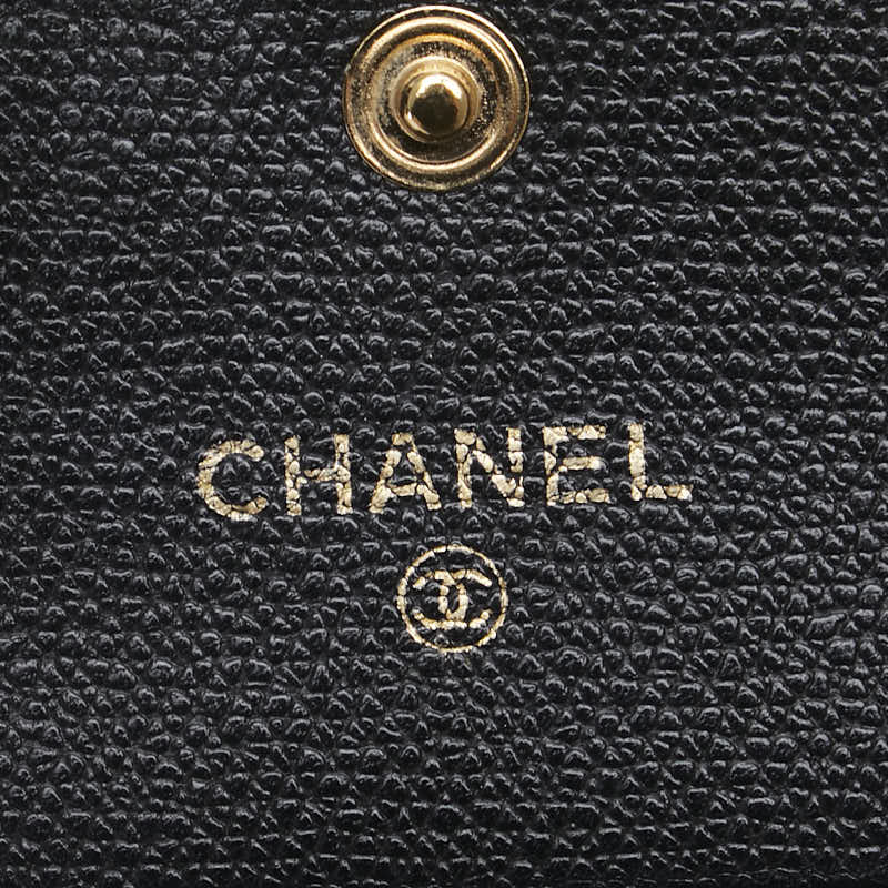 シャネル ココマーク 二つ折り財布 ブラック レザー レディース CHANEL 【中古】