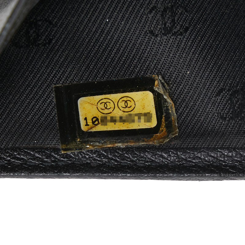 シャネル ココマーク 二つ折り財布 ブラック レザー レディース CHANEL 【中古】