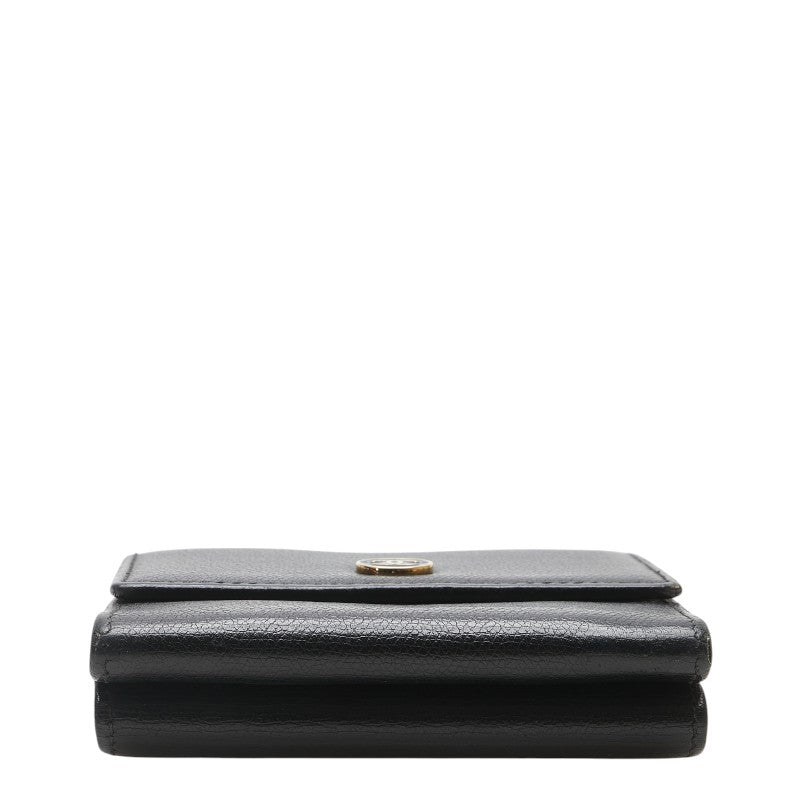 シャネル ココマーク 二つ折り財布 ブラック レザー レディース CHANEL 【中古】