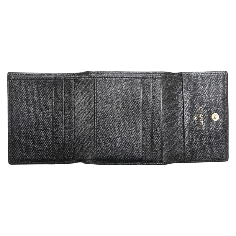 シャネル ココマーク 二つ折り財布 ブラック レザー レディース CHANEL 【中古】