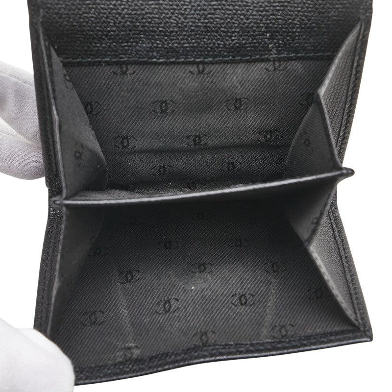 シャネル ココマーク 二つ折り財布 ブラック レザー レディース CHANEL 【中古】