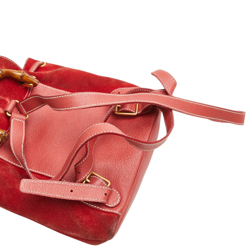 グッチ バンブー リュック バックパック 003 2058 0030 レッド スウェード レザー レディース GUCCI 【中古】