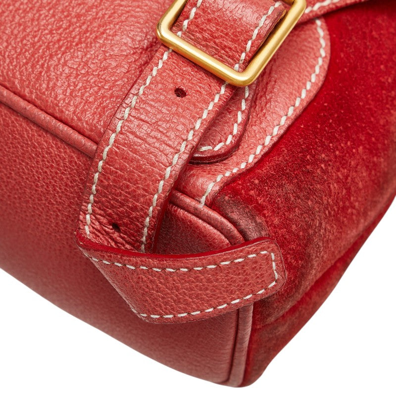 グッチ バンブー リュック バックパック 003 2058 0030 レッド スウェード レザー レディース GUCCI 【中古】