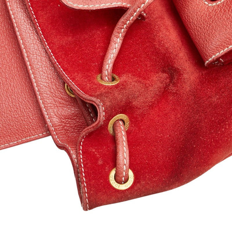 グッチ バンブー リュック バックパック 003 2058 0030 レッド スウェード レザー レディース GUCCI 【中古】