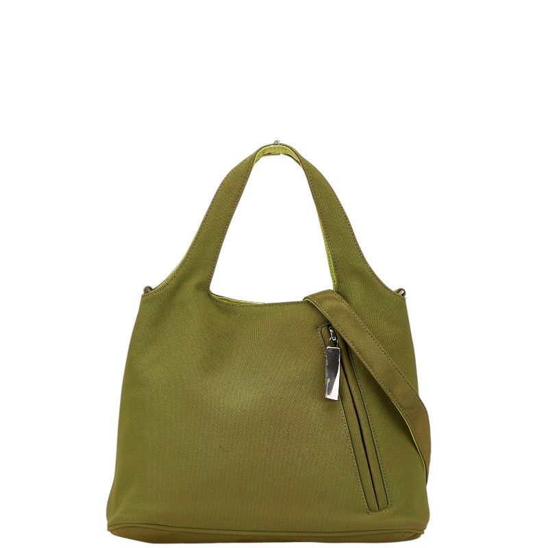 サルヴァトーレフェラガモ リバーシブル ハンドバッグ ショルダーバッグ 2WAY AU-21 0254 グリーン ナイロン レディース Salvatore Ferragamo 【中古】