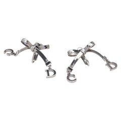 ディオール CDロゴ リボン モチーフ イヤリング ガンメタル シルバー メタル レディース Dior 【中古】