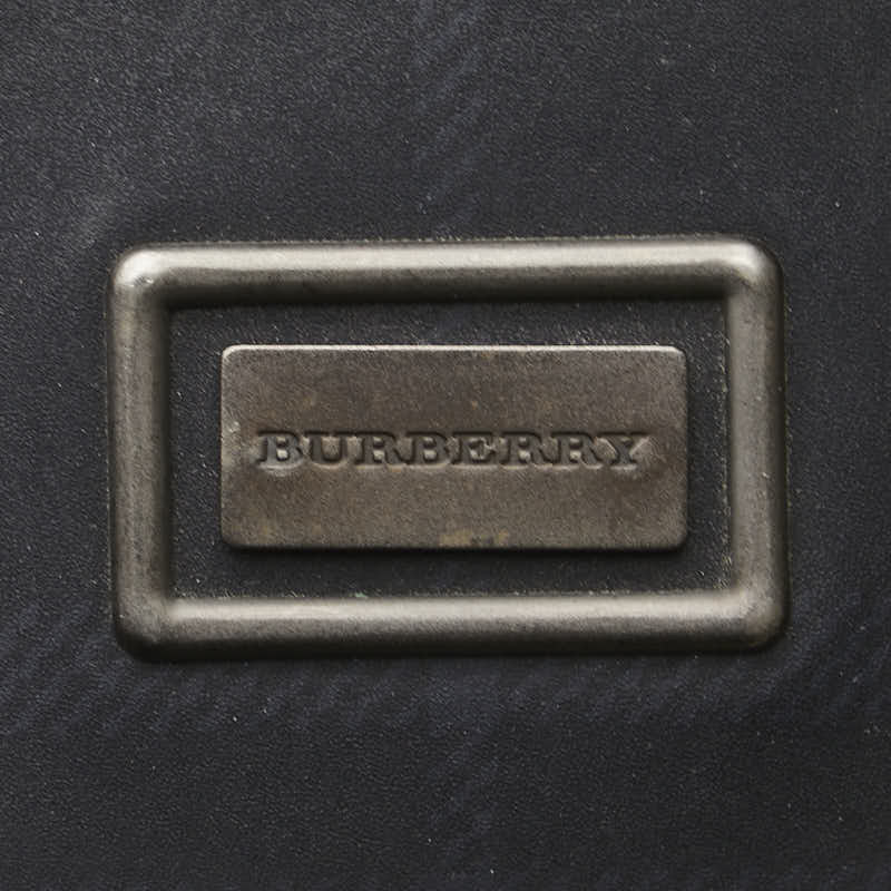 バーバリー チェック 長財布 ブラック ネイビー スウェット レザー レディース BURBERRY 【中古】