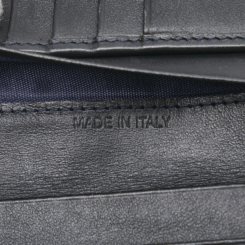 バーバリー チェック 長財布 ブラック ネイビー スウェット レザー レディース BURBERRY 【中古】