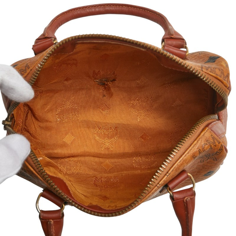 エム シー エム ヴィセトス ロゴグラム ハンドバッグ ブラウン PVC レザー レディース MCM 【中古】