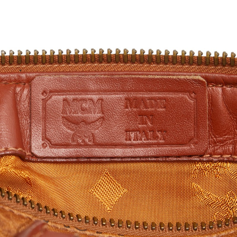 エム シー エム ヴィセトス ロゴグラム ハンドバッグ ブラウン PVC レザー レディース MCM 【中古】