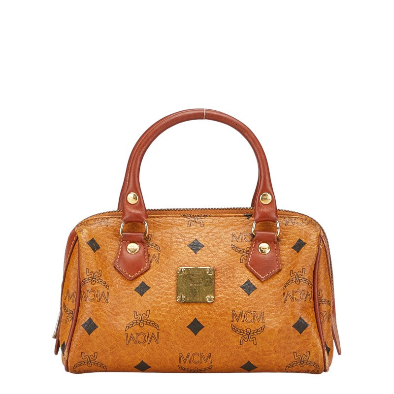 エム シー エム ヴィセトス ロゴグラム ハンドバッグ ブラウン PVC レザー レディース MCM 【中古】