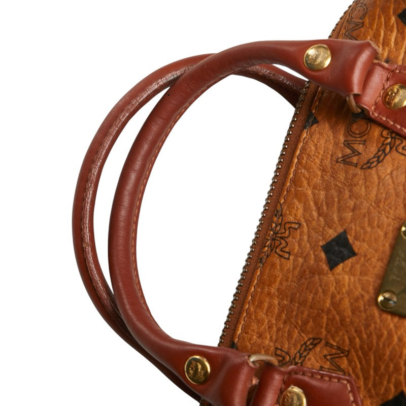 エム シー エム ヴィセトス ロゴグラム ハンドバッグ ブラウン PVC レザー レディース MCM 【中古】