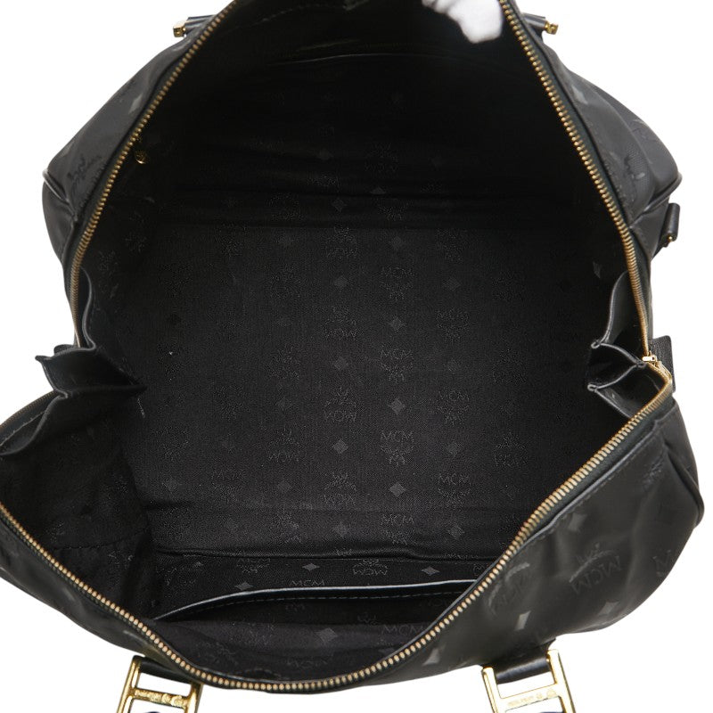 エム シー エム ヴィセトス ロゴグラム ボストンバッグ ショルダーバッグ 2WAY ブラック ナイロン レザー レディース MCM 【中古】