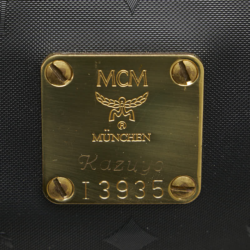 エム シー エム ヴィセトス ロゴグラム ボストンバッグ ショルダーバッグ 2WAY ブラック ナイロン レザー レディース MCM 【中古】