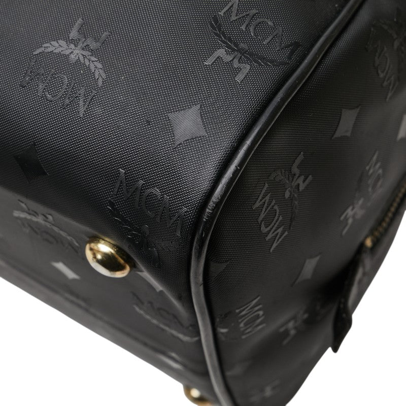 エム シー エム ヴィセトス ロゴグラム ボストンバッグ ショルダーバッグ 2WAY ブラック ナイロン レザー レディース MCM 【中古】