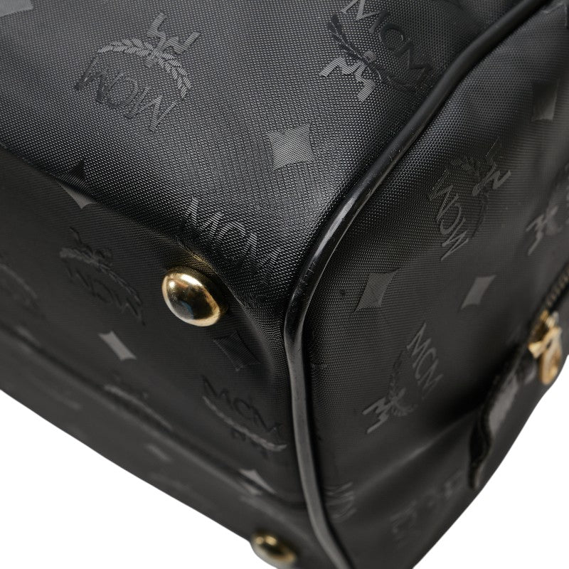 エム シー エム ヴィセトス ロゴグラム ボストンバッグ ショルダーバッグ 2WAY ブラック ナイロン レザー レディース MCM 【中古】