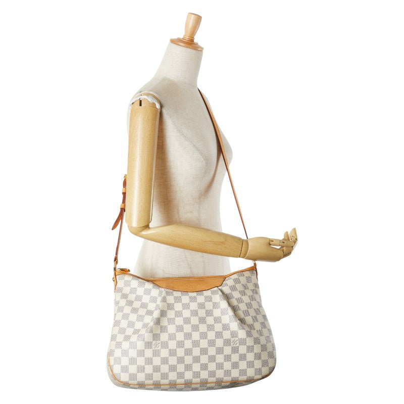 ルイ ヴィトン ダミエ アズール シラクーサMM ショルダーバッグ N41112 ホワイト PVC レザー レディース LOUIS VUITTON 【中古】