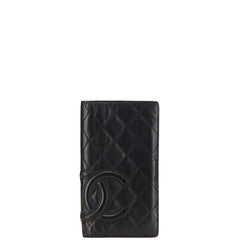 シャネル カンボンライン ココマーク 長財布 ブラック ラムスキン レディース CHANEL 【中古】