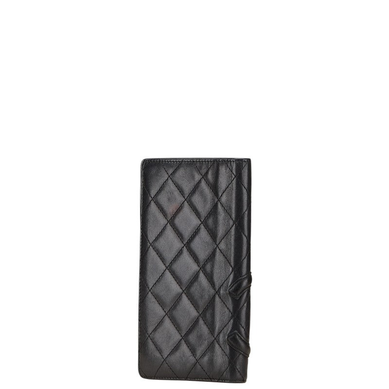 シャネル カンボンライン ココマーク 長財布 ブラック ラムスキン レディース CHANEL 【中古】