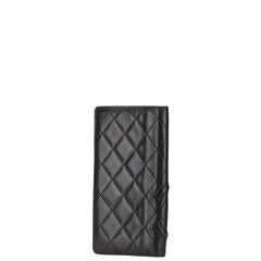 シャネル カンボンライン ココマーク 長財布 ブラック ラムスキン レディース CHANEL 【中古】
