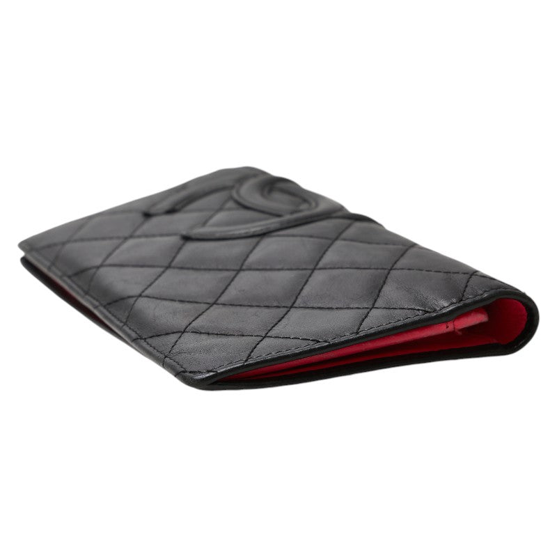 シャネル カンボンライン ココマーク 長財布 ブラック ラムスキン レディース CHANEL 【中古】