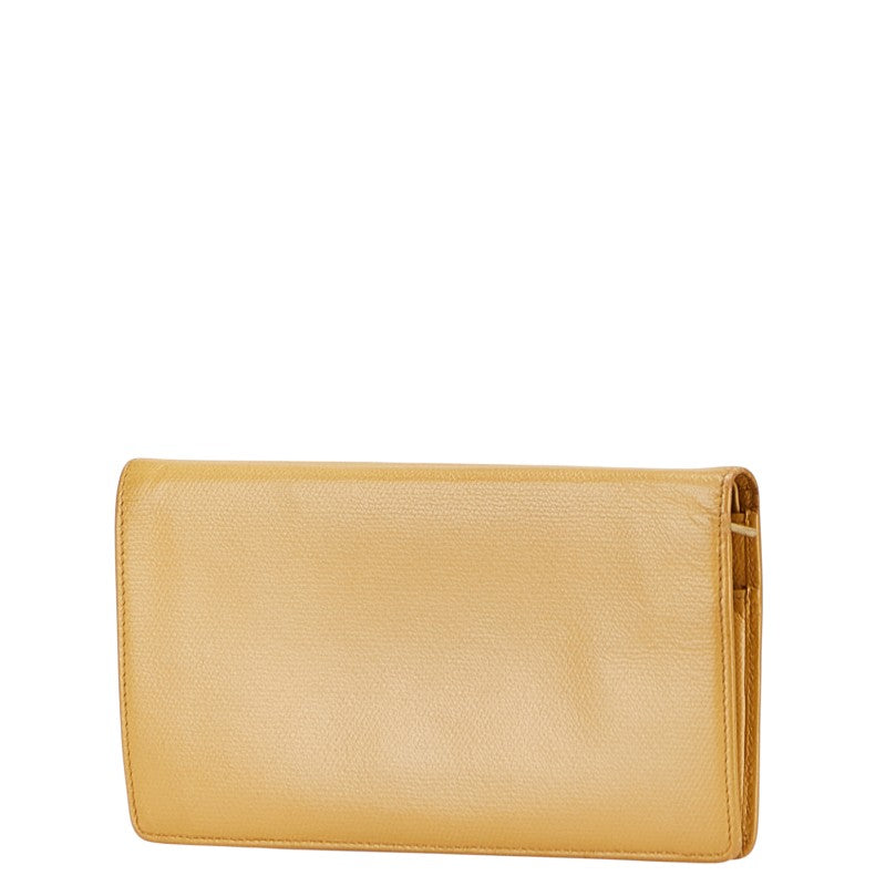 シャネル ココボタン 長財布 イエロー レザー レディース CHANEL 【中古】