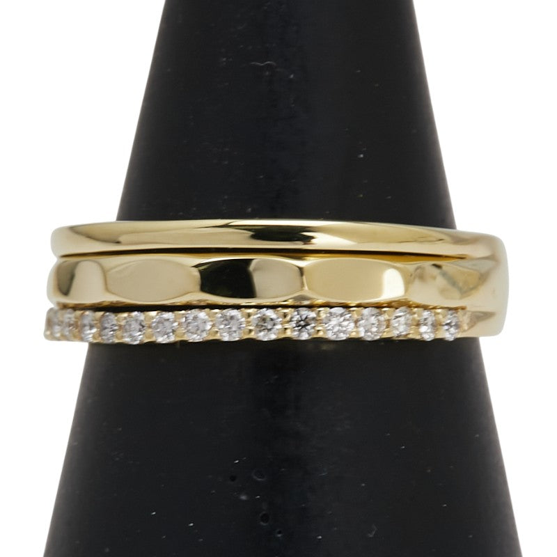 K18YG イエローゴールド ダイヤ0.20ct ハーフエタニティ リング 指輪 レディース 12.5号 【中古】