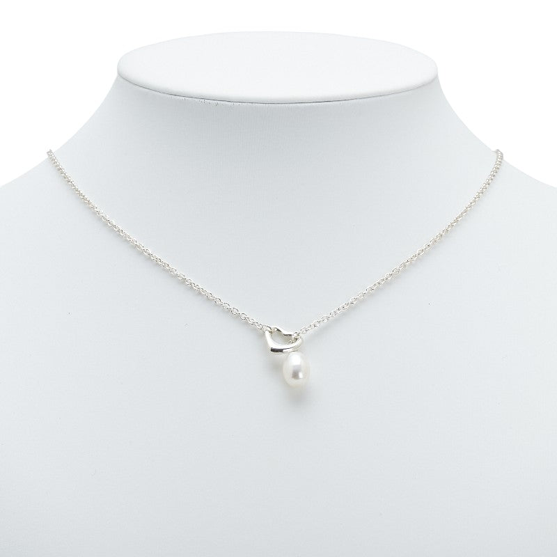 ティファニー エルサ ペレッティ オープンハート ラリアット パール ネックレス SV925 シルバー レディース TIFFANY&Co. 【中古】