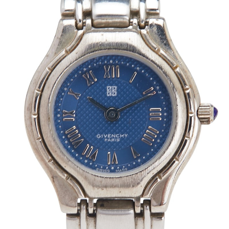 ジバンシー エクスプレッション 腕時計 クオーツ ブルー文字盤 ステンレススチール レディース Givenchy 【中古】