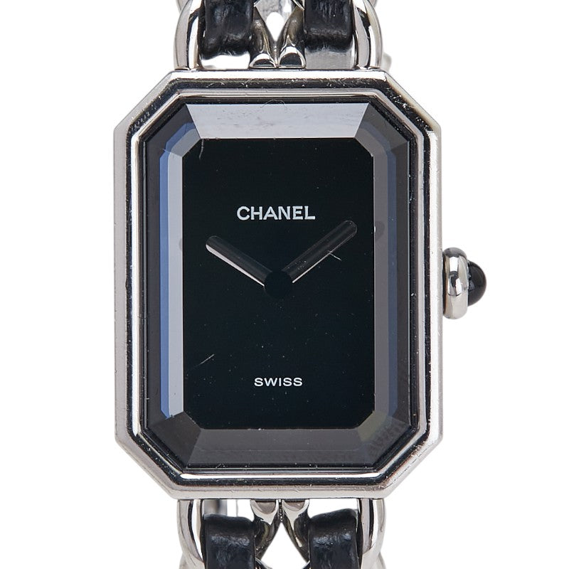 シャネル プルミエール 腕時計 サイズ:M H0451 クオーツ ブラック文字盤 ステンレススチール メタル レザー レディース CHANEL 【中古】