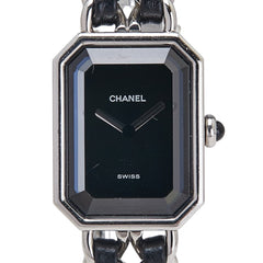 シャネル プルミエール 腕時計 サイズ:M H0451 クオーツ ブラック文字盤 ステンレススチール メタル レザー レディース CHANEL 【中古】